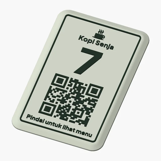 Nomor Meja Tempel + QR Menu dengan nama usaha